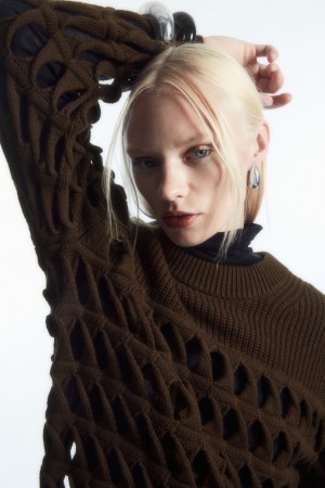 Suéteres COS Open-Knit Lana Mujer Marrom Oscuro | México SAPC-01927