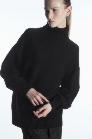 Suéteres COS Oversized Lana Roll-Neck Mujer Negros | México DJOQ-82365