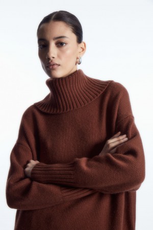 Suéteres COS Oversized Pure Cashmere Roll-Neck Mujer Rojos | México ZSKA-09851