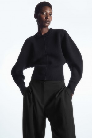 Suéteres COS Power-Shoulder Waisted Mujer Azul Marino | México TYLQ-28604
