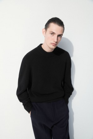 Suéteres COS The Cashmere Crew-Neck Hombre Negros | México CDAM-39504