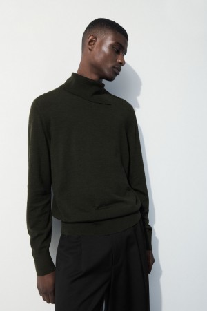 Suéteres COS The Merino Lana Roll-Neck Hombre Verdes Oscuro | México JCNY-16853