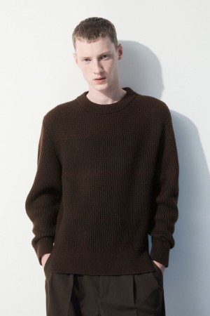 Suéteres COS The Paneled Lana Hombre Marrom Oscuro | México QIJS-36472