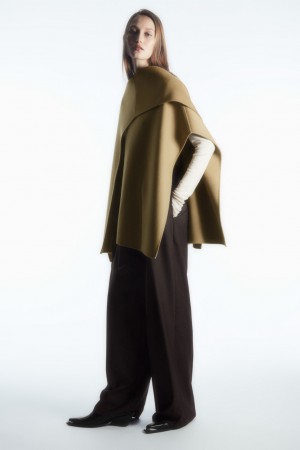 Tops COS Lana-blend Cape Mujer Marrom Claro | México GBST-02583