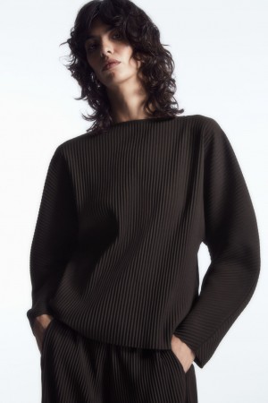 Tops COS Rounded Plisado Mujer Marrom Oscuro | México MCNZ-63948