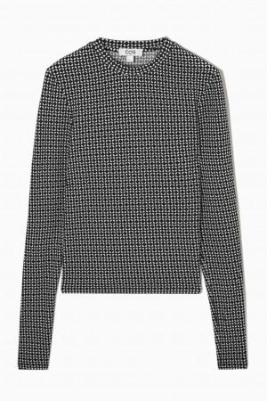 Tops COS Second-Skin Long-Sleeved Mujer Negros Blancos | México FZCQ-19754