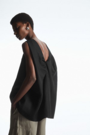 Tops COS Twist-Back Sin Manga Mujer Negros | México CUFL-89027