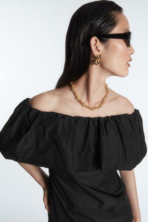 Tops COS Voluminous Off-The-Shoulder Mujer Negros | México BMNR-02458