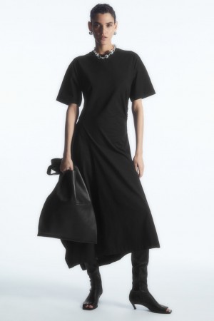 Vestido COS Asymmetric T-Shirt Mujer Negros | México DWHL-14603
