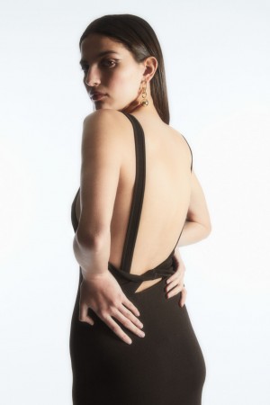 Vestido COS Backless Square-Neck De Punto Mujer Marrom Oscuro | México VXJM-59437