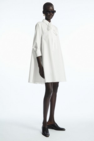 Vestido COS Bow Mini Mujer Blancos | México SXFI-39012