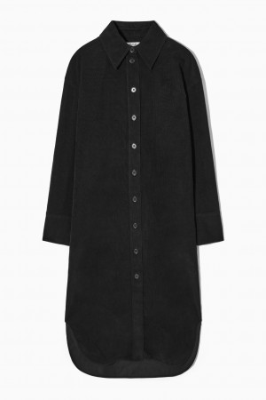 Vestido COS Corduroy Midi Mujer Negros | México ZOPE-65940