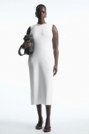 Vestido COS De Punto Midi Mujer Blancos | México ASZY-70932