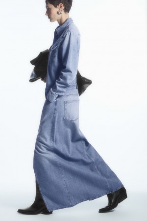 Vestido COS Denim Maxi Mujer Azules Claro | México TJHG-21648