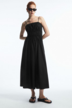 Vestido COS Gathered Bustier Midi Mujer Negros | México YVXB-70653