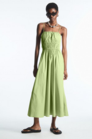 Vestido COS Gathered Bustier Midi Mujer Verdes Claro | México ZPCJ-09275