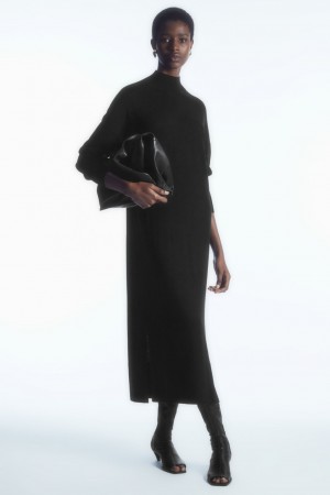 Vestido COS Ligeros Merino-Lana Turtleneck Mujer Negros | México BAQR-95026