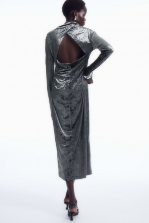Vestido COS Open-Back Velvet Midi Mujer Negros | México XIWV-57406