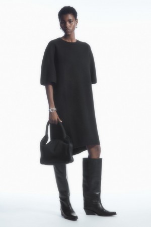 Vestido COS Oversized-Fit Lana T-Shirt Mujer Negros | México NVAT-68720