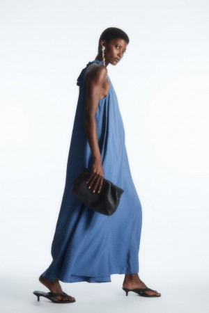 Vestido COS Oversized Gathered Maxi Mujer Azules | México LBAD-60237