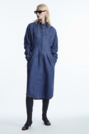 Vestido COS Oversized Waisted Denim Mujer Azules | México VZHW-72184