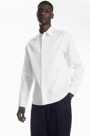 Vestido COS Plisado-Placket Hombre Blancos | México ZODW-90142