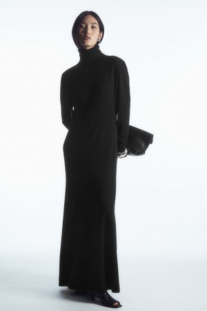 Vestido COS Power-Shoulder Merino Lana Maxi Mujer Negros | México FHTC-64358