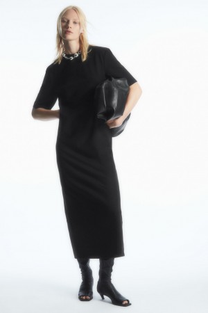 Vestido COS Power-Shoulder T-Shirt Mujer Negros | México FYIQ-20579