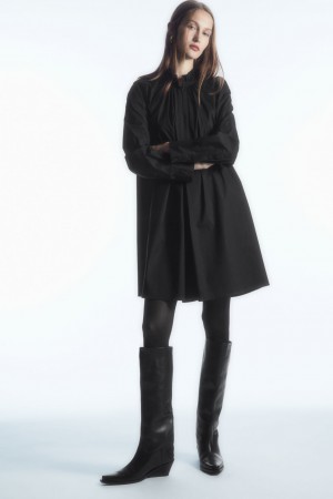 Vestido COS Ruffled-Collar Mini Mujer Negros | México LRUC-93674