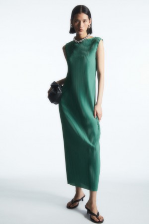 Vestido COS Sin Manga Plisado Maxi Mujer Verdes | México UWNI-51370