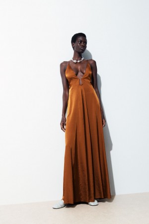 Vestido COS The Cutout Slip Mujer Marrom | México PQCB-57213