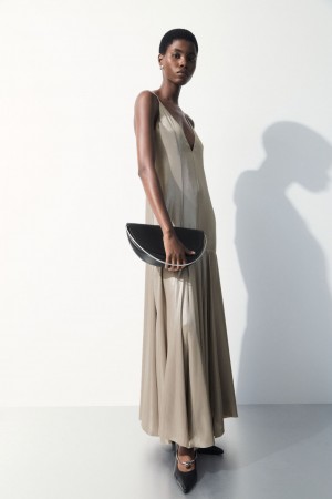 Vestido COS The Metallic Flared Slip Mujer Plateados | México WEIT-14820