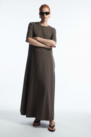 Vestido COS Voluminous Maxi T-Shirt Mujer Marrom | México SLXQ-95306
