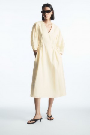 Vestido COS Voluminous V-Neck Mujer Blancos | México ZADL-72431